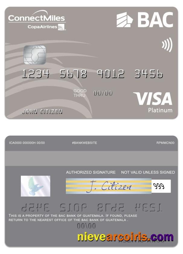 Guatemala BAC Bank visa platinum card